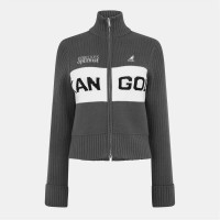 жилетка,дамски,плетени,дрехи,дамски,топове,kangol,logo,turtleneck,rib,knitted,full,zip,cardigan,black