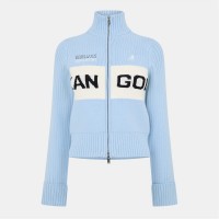 жилетка,дамски,плетени,дрехи,дамски,топове,kangol,logo,turtleneck,rib,knitted,full,zip,cardigan,blue
