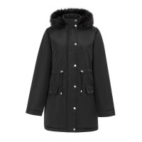дамски,анорак,miso,women,s,full,zip,hooded,long,sleeve,2,pockets,parka,black