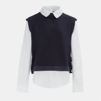 пуловер,дамски,плетени,дрехи,miso,fake,two,piece,jumper,women,navy