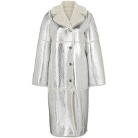 палто,дамски,якета,и,палта,boss,longline,coat,in,metallic,effect,coated,lambskin,silver