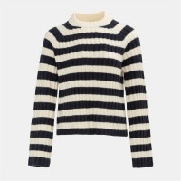 пуловер,дамски,плетени,дрехи,miso,stripe,jumper,women,open,hem,navy,stripe