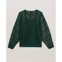 пуловер,дамски,плетени,дрехи,дамски,топове,ted,baker,ted,stripe,jumper,ld54,dk,green