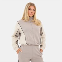 горнище,с,цип,дамски,полари,i,saw,it,first,contrast,panel,zip,up,top,taupe