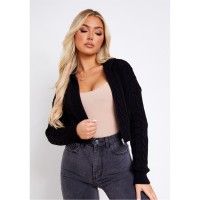 яке,дамски,горнища,с,качулка,missy,empire,knit,zip,through,hooded,jacket,black