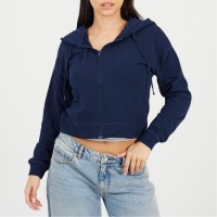 суичър,дамски,горнища,с,качулка,brave,soul,bs,cropped,zip,through,hoodie,with,pockets,navy