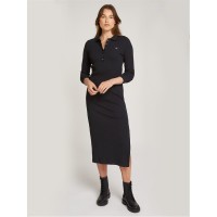 рокля,дамски,поли,и,рокли,дамски,плетени,дрехи,calvin,klein,jeans,woven,label,rib,polo,ls,dress,ck,black