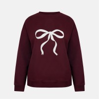 промоция,на,зимни,облекла,дамски,блузи,miso,graphic,crew,ld54,burgundy,bow