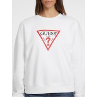 пуловер,дамски,горнища,с,качулка,дамски,ежедневни,облекла,guess,triangle,icon,crew,jumper,pure,white