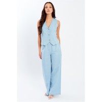 панталони,дамски,долнища,размер+,дамски,облекла,размер,be,you,chambray,wide,leg,trousers,light,blue