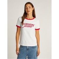дамски,топове,tommy,jeans,tjw,rlx,script,ringer,tee,ecru
