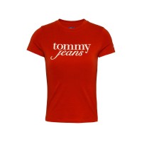 тениска,дамски,топове,tommy,jeans,tjw,slim,essential,logo,tee,ext,red,hot