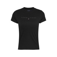 тениска,дамски,топове,tommy,jeans,women's,slim,tonal,linear,regular,fit,t,shirt,black,bds