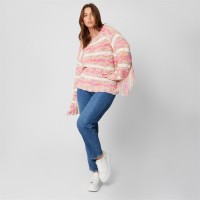 пуловер,дамски,плетени,дрехи,дамски,облекла,размер,be,you,you,stripe,fringe,multi,jumper,multi