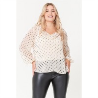 дамски,ризи,дамски,облекла,размер,be,you,ruffle,neck,spot,blouse,cream,spot