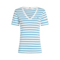 тениска,дамски,топове,tommy,hilfiger,v,neck,striped,t,shirt,ecru,blue