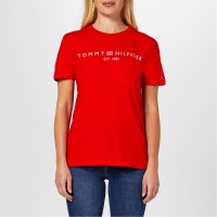 тениска,дамски,топове,tommy,hilfiger,women's,corp,logo,regular,fit,t,shirt,fierce,red