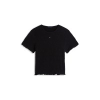 тениска,дамски,топове,tommy,jeans,women's,smock,slim,fit,t,shirt,black