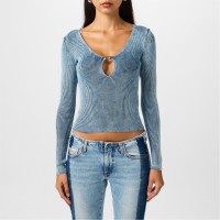 дамски,топове,diesel,m,teri,cut,out,top,faded,denim