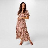 рокля,дамски,поли,и,рокли,biba,biba,short,sleeve,wrap,dress,tan,zebra
