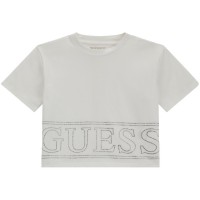 юношеска,тениска,детски,облекла,guess,short,sleeve,crop,t,shirt,juniors,white,g011