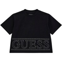юношеска,тениска,детски,облекла,guess,short,sleeve,crop,t,shirt,juniors,black,a996,jblk