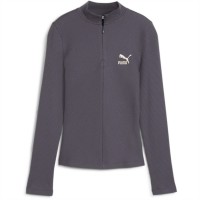 дамски,тениски,дамски,топове,puma,ribbed,half,zip,long,sleeve,galactic,gray