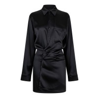 рокля,дамски,поли,и,рокли,off,white,ruched,asymmetric,shirt,dress,black
