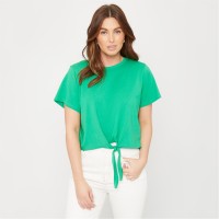 тениска,дамски,горнища,размер+,дамски,облекла,размер,be,you,women's,tie,front,regular,fit,t,shirt,green
