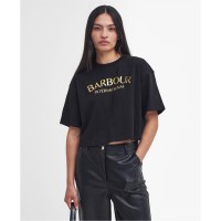 тениска,дамски,топове,barbour,international,milla,logo,cropped,t,shirt,black