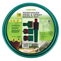 градина,/,на,открито,dekton,15m,reinforced,garden,hose,and,spray,nozzle,set,green