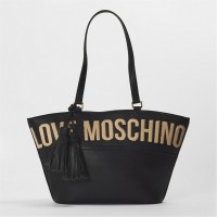 всички,чанти,аксесоари,на,разпродажба,love,moschino,logo,embroidered,tote,bag,black