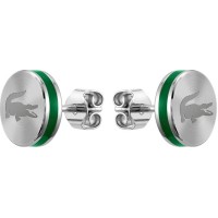 lacoste,mens,stainless,steel,earstuds,silver