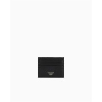 emporio,armani,men's,saffiano,leather,eagle,badge,card,holder,black,81072