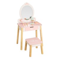 коледни,подаръци,за,деца,tooky,toy,wooden,vanity,table,with,stool,white,pink