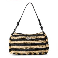 dkny,women,s,straw,bag,black,natural