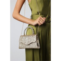 дамски,летни,чанти,и,портмонета,wheres,that,from,wheres,glitter,evening,bag,with,braided,top,handle,gold