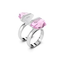 swarovski,lucent,ring,magnetic,closure,pear,cut,pink,rhodium,plated,pink,rhodium