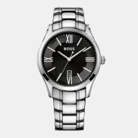 boss,gents,ambassador,watch,black,silver
