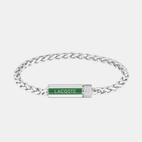 lacoste,mens,spelt,stainless,steel,bracelet,silver