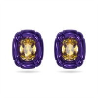 аксесоари,на,разпродажба,swarovski,dulcis,clip,earrings,cushion,cut,purple,purple,yellow