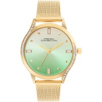 дамски,часовник,часовници,аксесоари,на,разпродажба,french,connection,connection,atelier,round,dial,womens,analogue,watch,green,silver