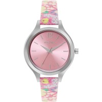дамски,часовник,часовници,fcuk,floral,printed,strap,womens,watch,pink