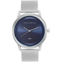 часовник,часовници,аксесоари,на,разпродажба,french,connection,french,connection,silver,case,round,shape,silver,strap,quartz,watch,blue