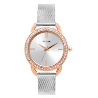 часовник,часовници,аксесоари,на,разпродажба,french,connection,french,connection,rose,case,round,shape,silver,strap,quartz,watch,white