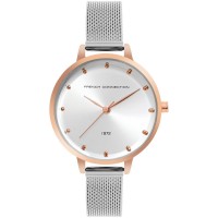 часовник,часовници,аксесоари,на,разпродажба,french,connection,french,connection,rose,case,round,shape,silver,strap,quartz,watch,white