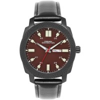 часовник,часовници,аксесоари,на,разпродажба,french,connection,french,connection,black,case,round,shape,black,strap,quartz,watch,brown