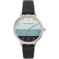 часовник,часовници,аксесоари,на,разпродажба,french,connection,french,connection,silver,case,round,shape,black,strap,quartz,watch,blue,multi
