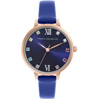 часовник,часовници,аксесоари,на,разпродажба,french,connection,french,connection,rose,case,round,shape,blue,strap,quartz,watch,blue