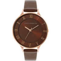 часовник,часовници,аксесоари,на,разпродажба,french,connection,french,connection,rose,case,round,shape,brown,strap,quartz,watch,brown